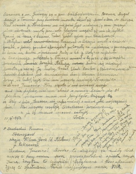 KKE 5278a.jpg - Dok. List do Janiny Kondratowicz od Irena, Wilcza Góra, 15 XII 1945 r.